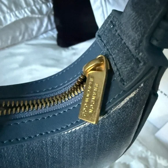 Blue waxed denim Brandon Blackwood Bag with Gold Accents - Picture 7 of 14